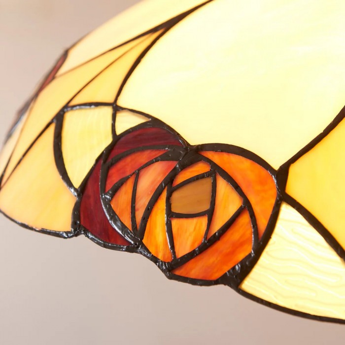 TF Ingram Tiffany hanglamp - Vintage handgemaakte lampenkap van gebrandschilderd glas met bloemenmotief voor de eetkamer HL2229