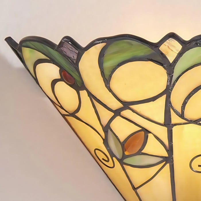 Applique da parete TF Jamelia Art Nouveau con paralume in vetro bisellato - Lampada in metallo e vetro per corridoio o camera