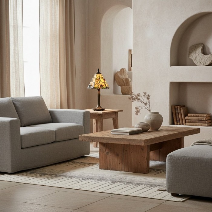 TF Jamelia Classic Stained Glass Table Light Lamp - Handcrafted Glass Light for Bedroom HL2051