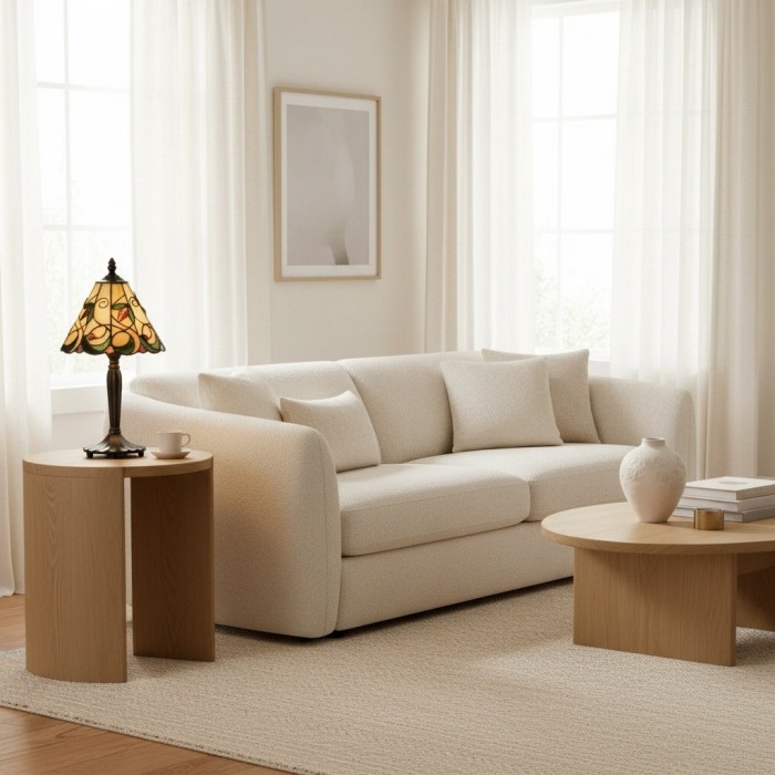 TF Jamelia Classic Stained Glass Table Light Lamp - Handcrafted Glass Light for Bedroom HL2051