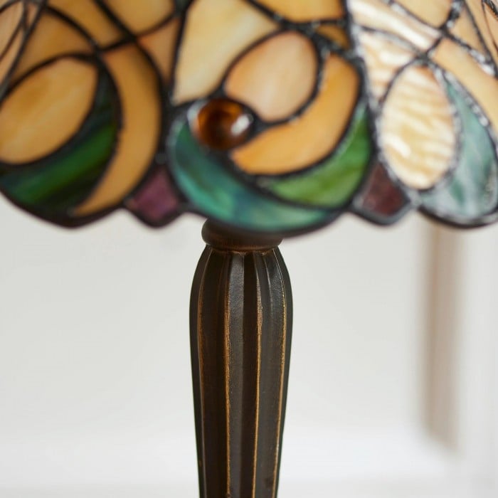 TF Jamelia Classic Stained Glass Table Light Lamp - Handcrafted Glass Light for Bedroom HL2051