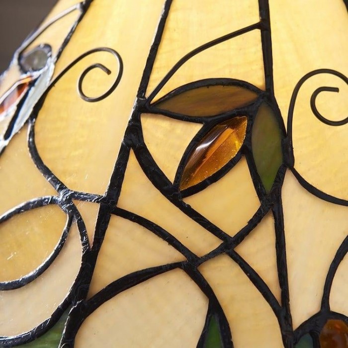 TF Jamelia Classic Stained Glass Table Light Lamp - Handcrafted Glass Light for Bedroom HL2051