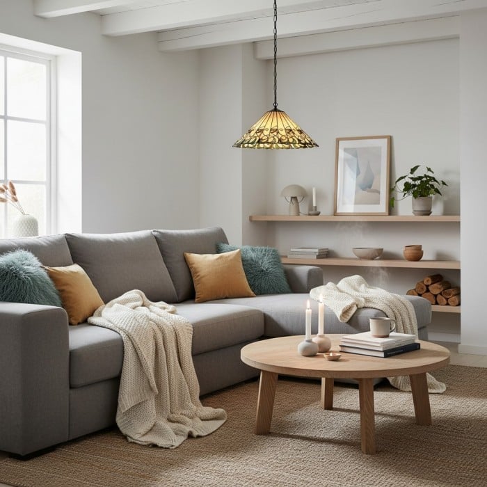 Lámpara de techo TF Jamelia con cúpula de vitral floral vintage para comedores HL2253