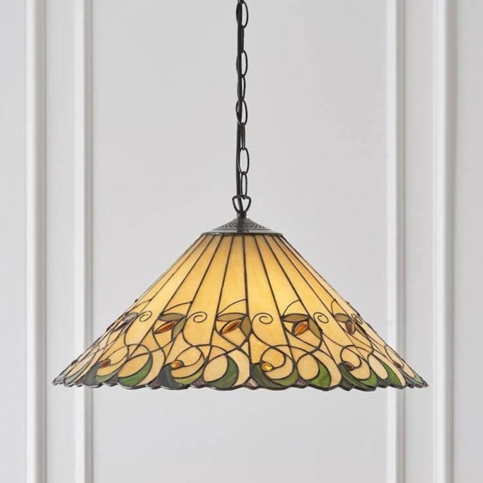 Lámpara de techo TF Jamelia con cúpula de vitral floral vintage para comedores HL2253