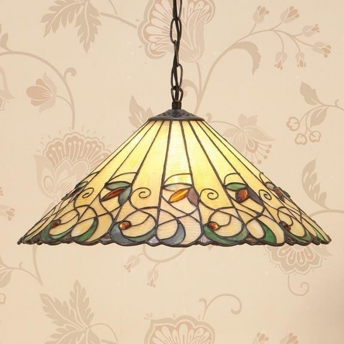 Lámpara de techo TF Jamelia con cúpula de vitral floral vintage para comedores HL2253