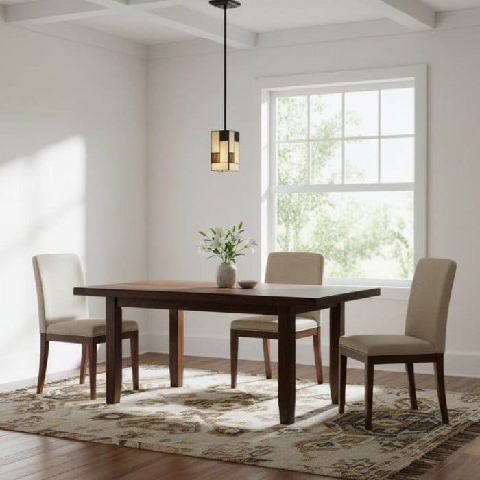 TF Manchester Art Deco Hanglamp - Geometrische Hanglamp met Glas-in-lood voor Woonkamer of Eetkamer HL2078