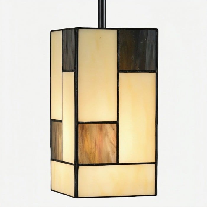 TF Manchester Art Deco Hanglamp - Geometrische Hanglamp met Glas-in-lood voor Woonkamer of Eetkamer HL2078