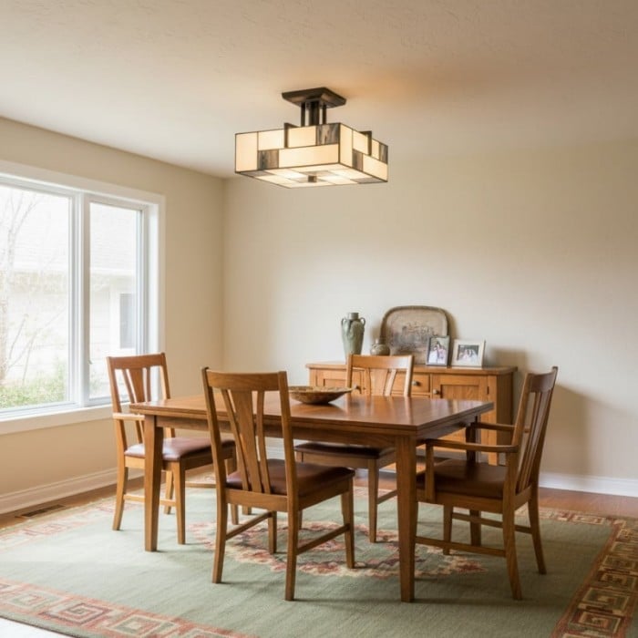 Plafonnier TF Manchester - Luminaire en vitrail de style Art déco pour salon ou couloir HL2109