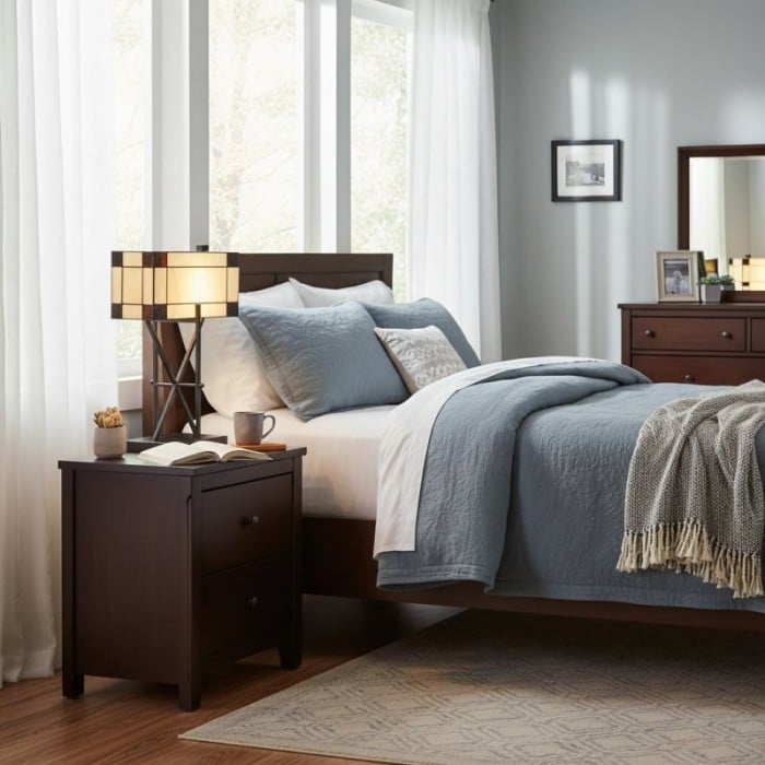 TF Manchester Table Lamp - Vintage-Inspired Stained Glass Table Light for Reading Nook or Bedroom HL2092