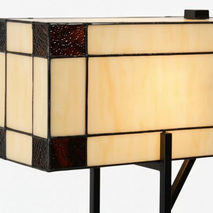 TF Manchester Table Lamp - Vintage-Inspired Stained Glass Table Light for Reading Nook or Bedroom HL2092