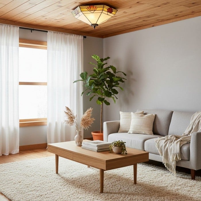 TF Nevada Glasschirm-Deckenleuchte – Halbeinbauleuchte für Eingangsbereiche und Esszimmer HL2014