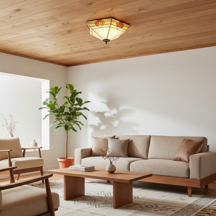 TF Nevada Glasschirm-Deckenleuchte – Halbeinbauleuchte für Eingangsbereiche und Esszimmer HL2014