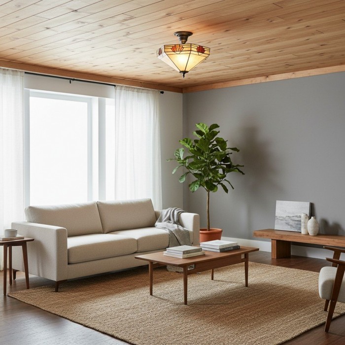 TF Nevada Glasschirm-Deckenleuchte – Halbeinbauleuchte für Eingangsbereiche und Esszimmer HL2014