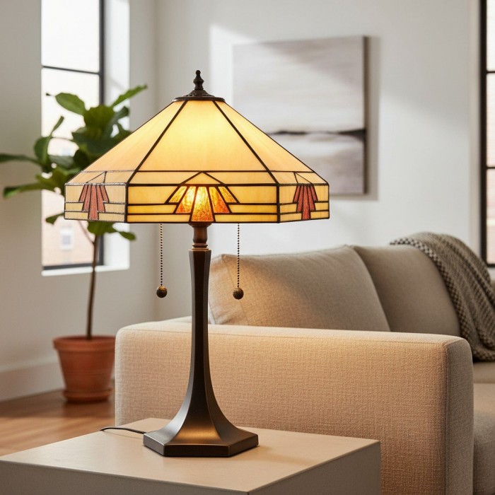 TF Nevada Geometric Stained Glass Table Light - Table Lamp for Living Rooms and Bedrooms HL2131