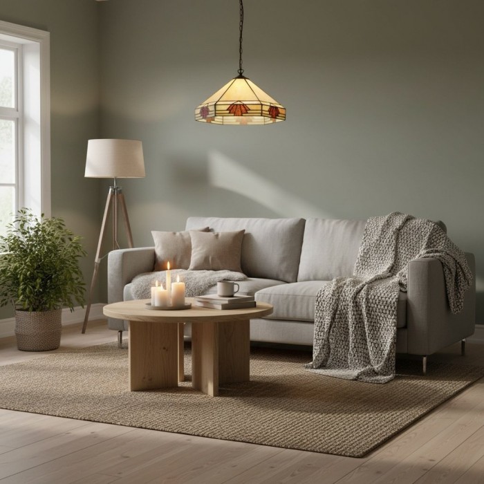 TF Nevada Vintage Stained Glass Pendant - Handcrafted Art Glass Lighting for Dining Areas HL2166