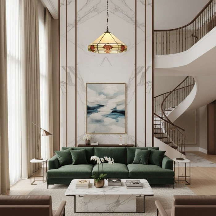 TF Nevada Vintage Stained Glass Pendant - Handcrafted Art Glass Lighting for Dining Areas HL2166