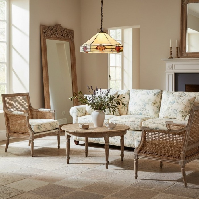 TF Nevada Vintage Stained Glass Pendant - Handcrafted Art Glass Lighting for Dining Areas HL2166