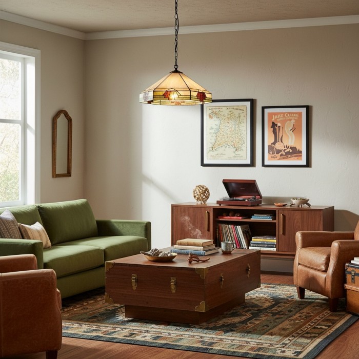 TF Nevada Vintage Stained Glass Pendant - Handcrafted Art Glass Lighting for Dining Areas HL2166