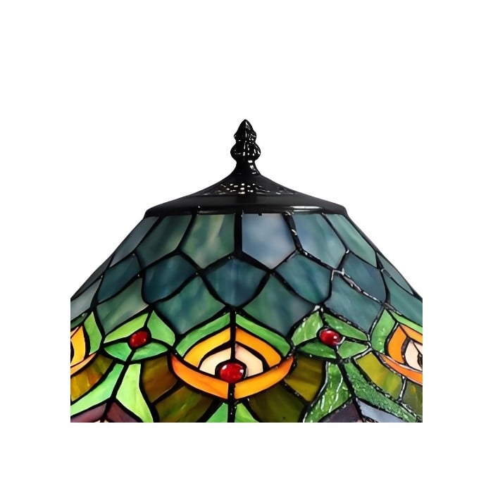 TF Oldbury Desk Lamp - Handcrafted Stained Glass Lamp for Bedroom Reading HL2178