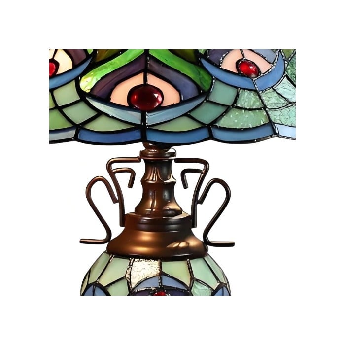 TF Oldbury Desk Lamp - Handcrafted Stained Glass Lamp for Bedroom Reading HL2178