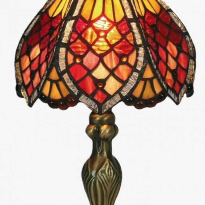 Lampa stołowa TF Orsino w stylu art déco – ręcznie wykonana lampa artystyczna z witrażu w stylu vintage do eleganckich wnętrz