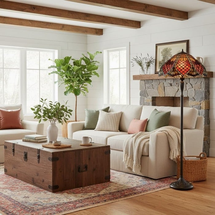 Lámpara de pie decorativa estilo Tiffany TF Orsino - Lámpara artística de vitral para dormitorio HL2055