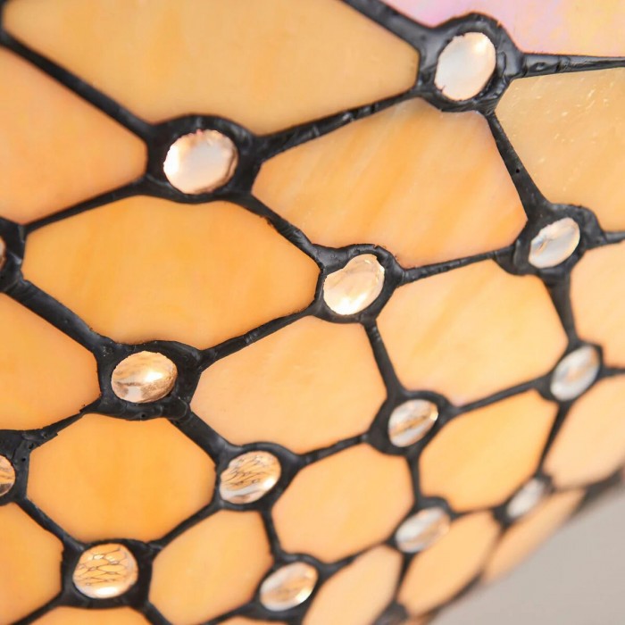 Plafonnier Tiffany artisanal TF Pearl - Luminaire Art Déco en vitrail pour couloir ou salon HL2194