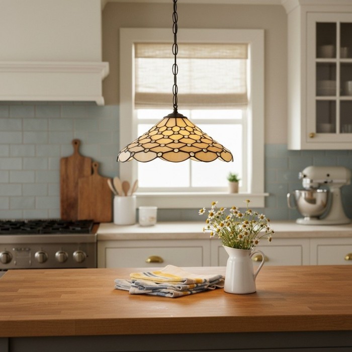 TF Pearl Pendant Light - With A Glass Shade and Adjustable Length for Dining and Kitchens HL2215