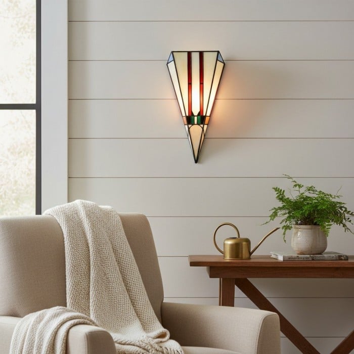 Applique da parete in vetro colorato Art Déco TF Sorenia - Applique in vetro tagliato a mano per soggiorno HL2083