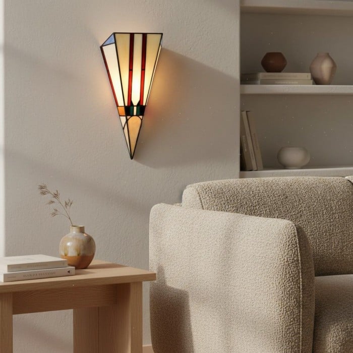 Applique da parete in vetro colorato Art Déco TF Sorenia - Applique in vetro tagliato a mano per soggiorno HL2083