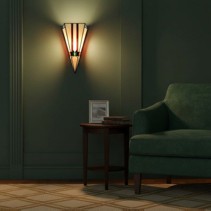 Applique da parete in vetro colorato Art Déco TF Sorenia - Applique in vetro tagliato a mano per soggiorno HL2083