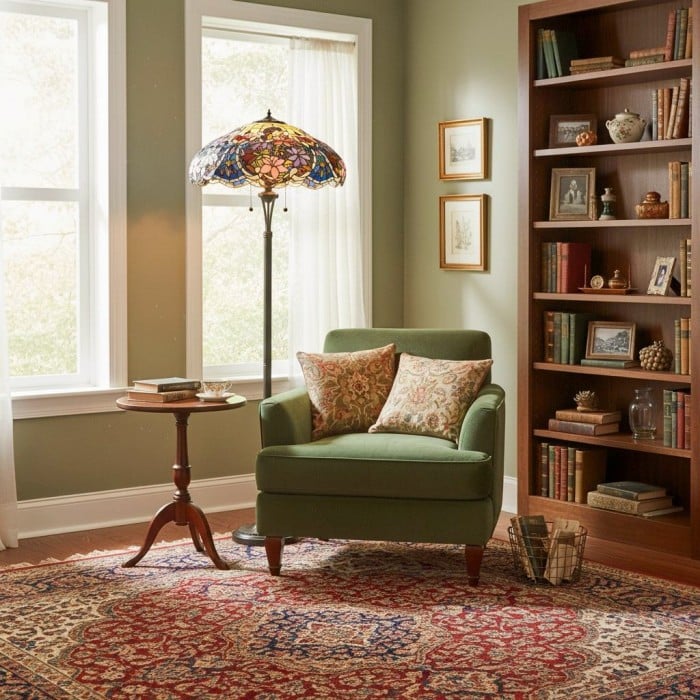 Lámpara de pie Tiffany TF Sullivan - Diseño floral de vitral para estudio o sala de estar HL2057