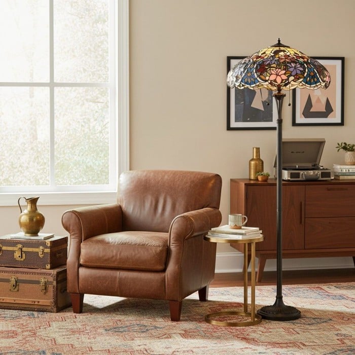 Lámpara de pie Tiffany TF Sullivan - Diseño floral de vitral para estudio o sala de estar HL2057