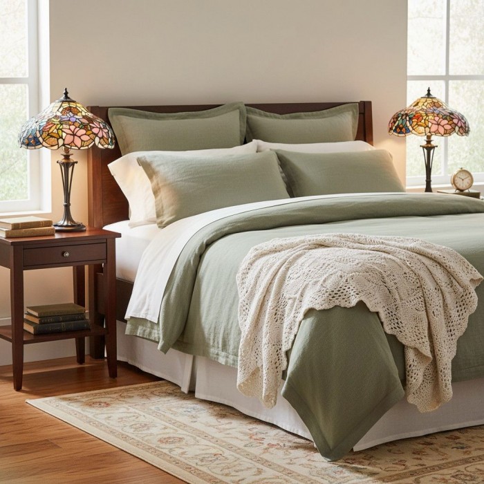 Lampa stołowa Tiffany TF Sullivan – witraż z motywem kwiatowym do sypialni lub salonu HL2107