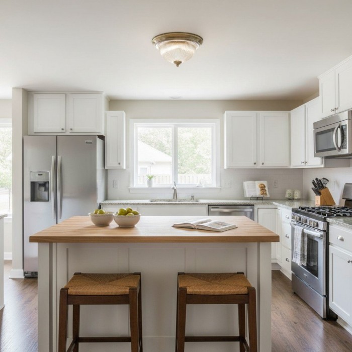 TF Vintora Modern Flush Ceiling Light - Ribbed Glass and Metal Trim for Kitchens or Hallways HL2245