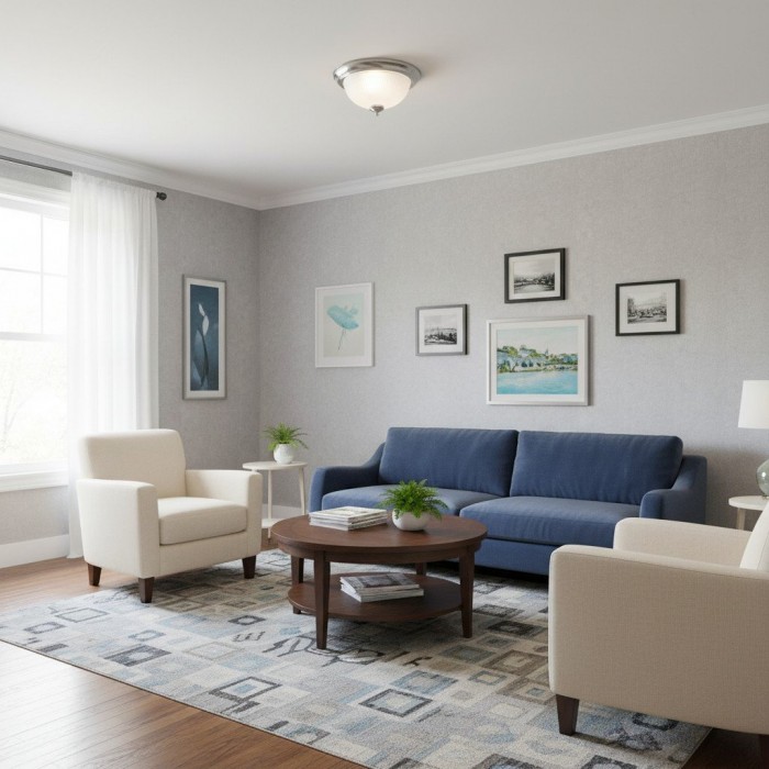 TF Vintora Modern Flush Ceiling Light - Ribbed Glass and Metal Trim for Kitchens or Hallways HL2245