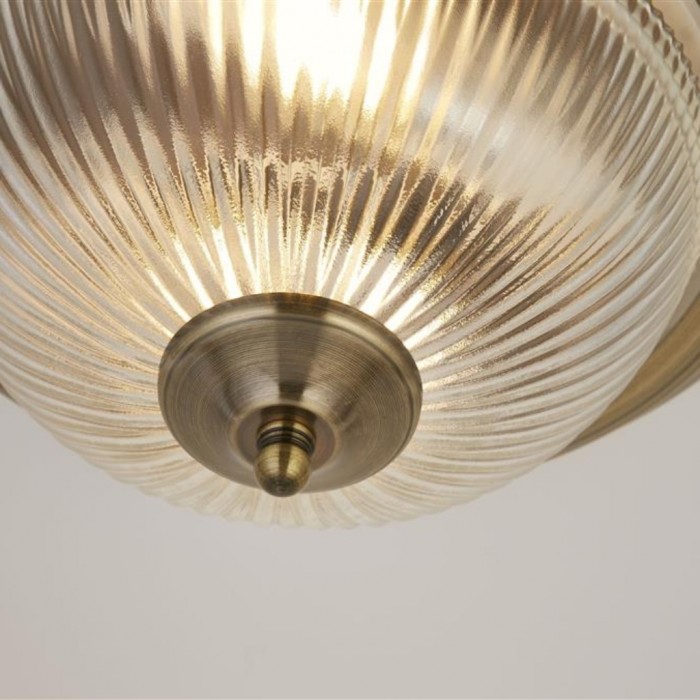TF Vintora Modern Flush Ceiling Light - Ribbed Glass and Metal Trim for Kitchens or Hallways HL2245