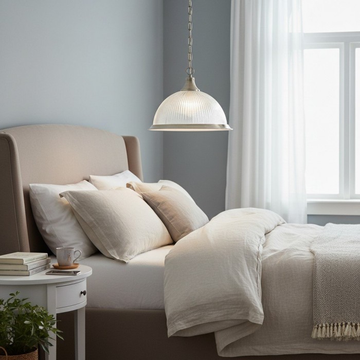 Lámpara colgante TF Vintora de vidrio acanalado: elegante moldura metálica para cocinas, comedores y pasillos HL2221