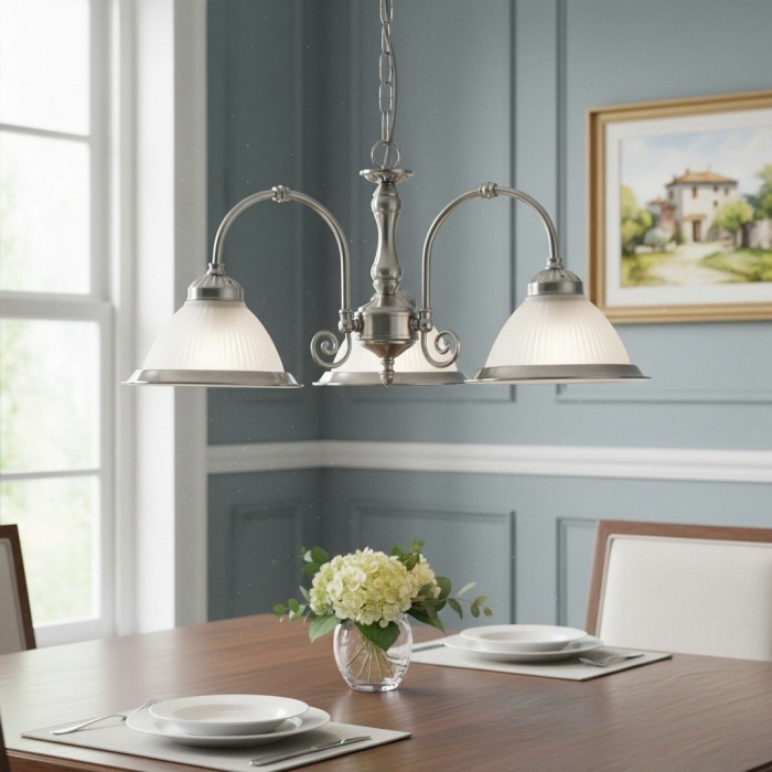 Lámpara colgante TF Vintora de vidrio acanalado: elegante moldura metálica para cocinas, comedores y pasillos HL2221