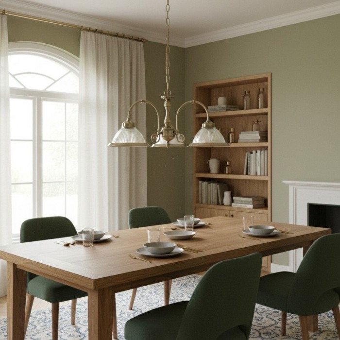 Lámpara colgante TF Vintora de vidrio acanalado: elegante moldura metálica para cocinas, comedores y pasillos HL2221