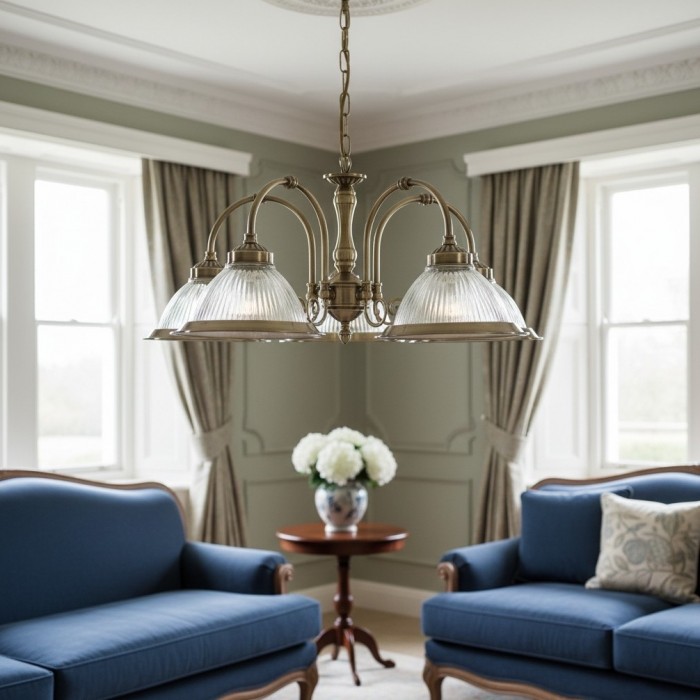 Lámpara colgante TF Vintora de vidrio acanalado: elegante moldura metálica para cocinas, comedores y pasillos HL2221