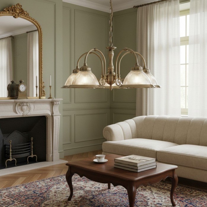 Lámpara colgante TF Vintora de vidrio acanalado: elegante moldura metálica para cocinas, comedores y pasillos HL2221