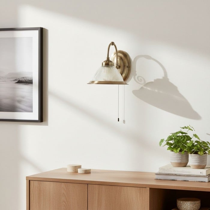 Lampada da parete in vetro rigato TF Vintora - Forma a campana industriale per sala da pranzo e corridoio HL2202