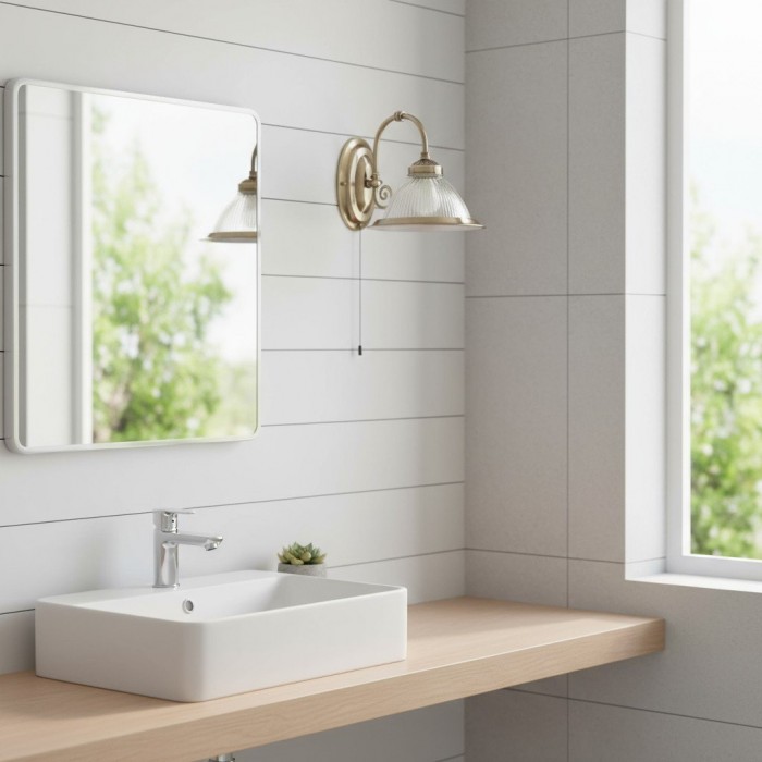 Lampada da parete in vetro rigato TF Vintora - Forma a campana industriale per sala da pranzo e corridoio HL2202