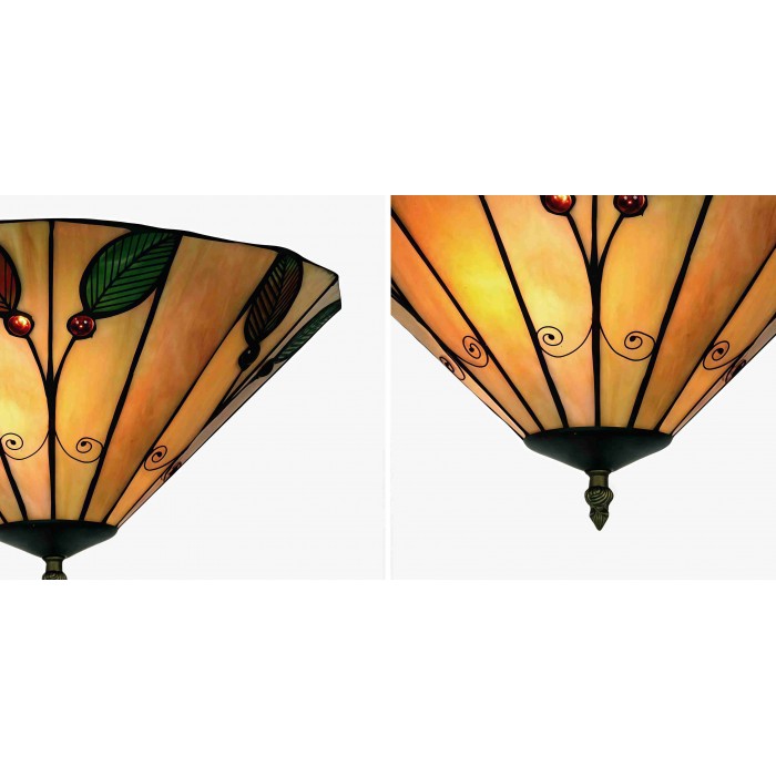 Plafonnier TiffStar Leaf avec abat-jour en verre artistique pour salon HL2040