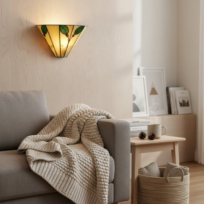 Applique murale Tiffany à motif de feuilles Art Nouveau de TiffStar - Éclairage d'appoint d'inspiration vintage pour couloir et