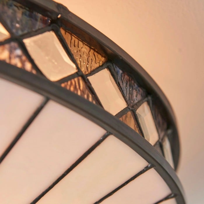 TiffStar Elegant Art Glass Flush Ceiling Light - Vintage-Inspired Ceiling Fixture for Home Interiors HL2015