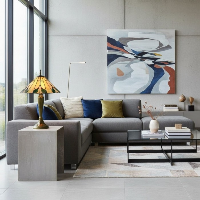 Lampa stołowa TiffStar inspirowana naturą, ze szkła artystycznego – witrażowy wzór liścia do wystroju wnętrz HL2201