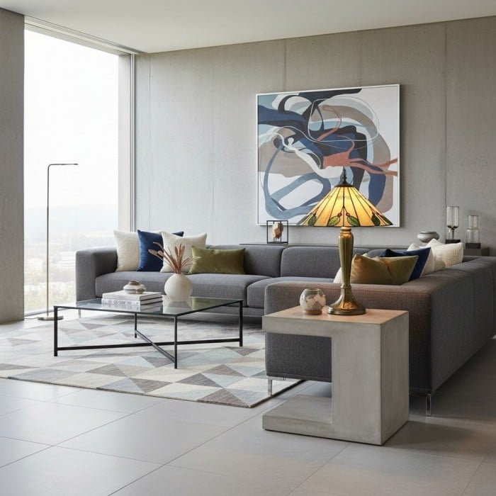 Lampa stołowa TiffStar inspirowana naturą, ze szkła artystycznego – witrażowy wzór liścia do wystroju wnętrz HL2201