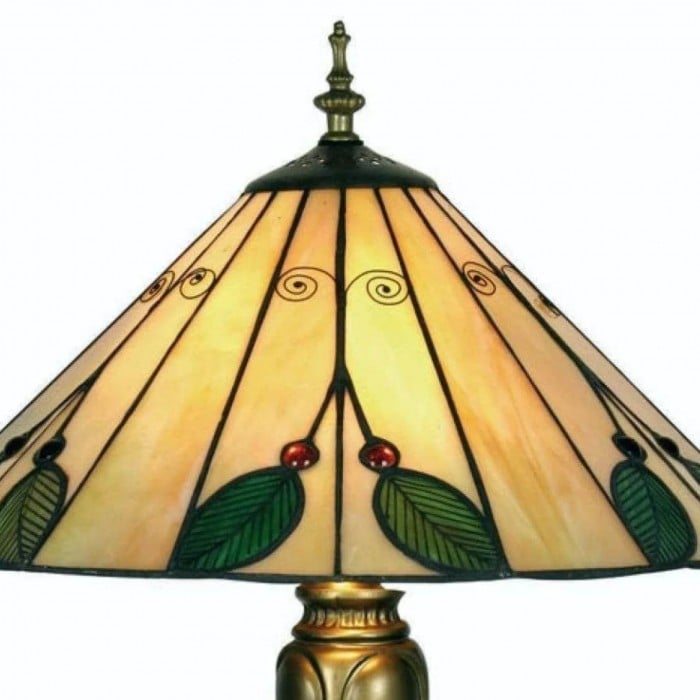 Lampa stołowa TiffStar inspirowana naturą, ze szkła artystycznego – witrażowy wzór liścia do wystroju wnętrz HL2201
